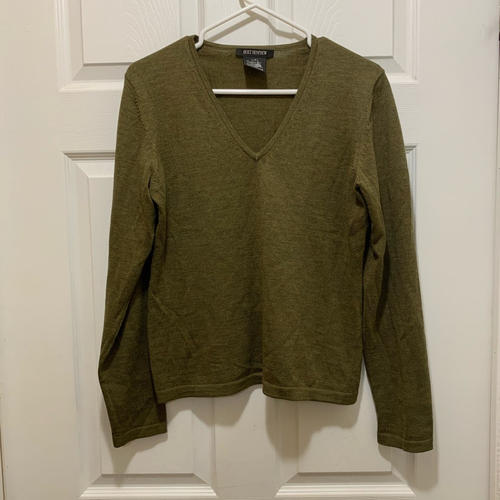 Holt Renfrew merino wool olive sweater